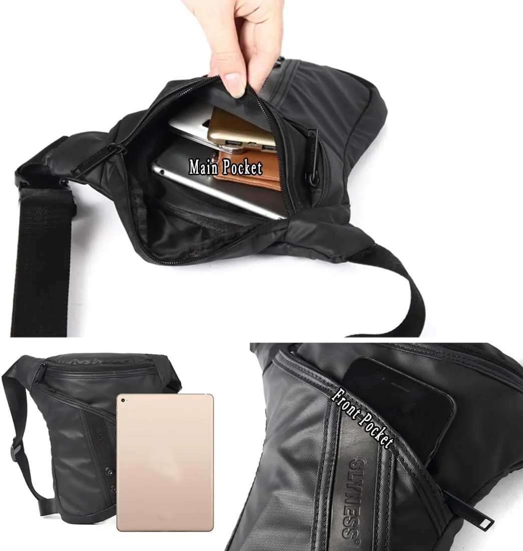 Oxford Drop Leg Bag Mesh Back Lightweight Water Repellent Thigh Bag Bike Motorcycle Unisex Travel Fanny Waist Pack Leg Pouch Black-01