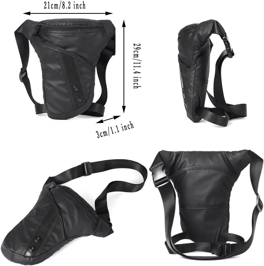 Oxford Drop Leg Bag Mesh Back Lightweight Water Repellent Thigh Bag Bike Motorcycle Unisex Travel Fanny Waist Pack Leg Pouch Black-01