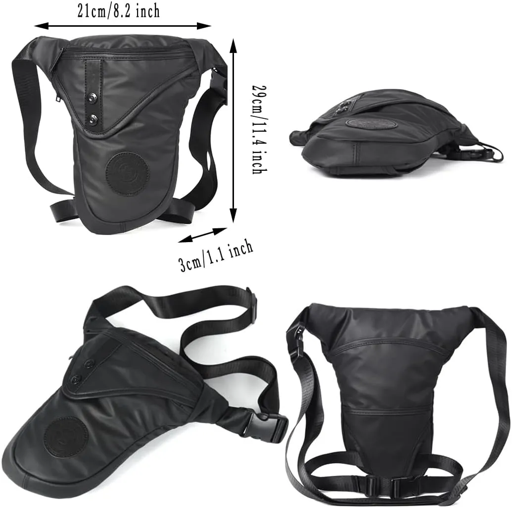 Oxford Drop Leg Bag Mesh Back Lightweight Water Repellent Thigh Bag Bike Motorcycle Unisex Travel Fanny Waist Pack Leg Pouch Black-02