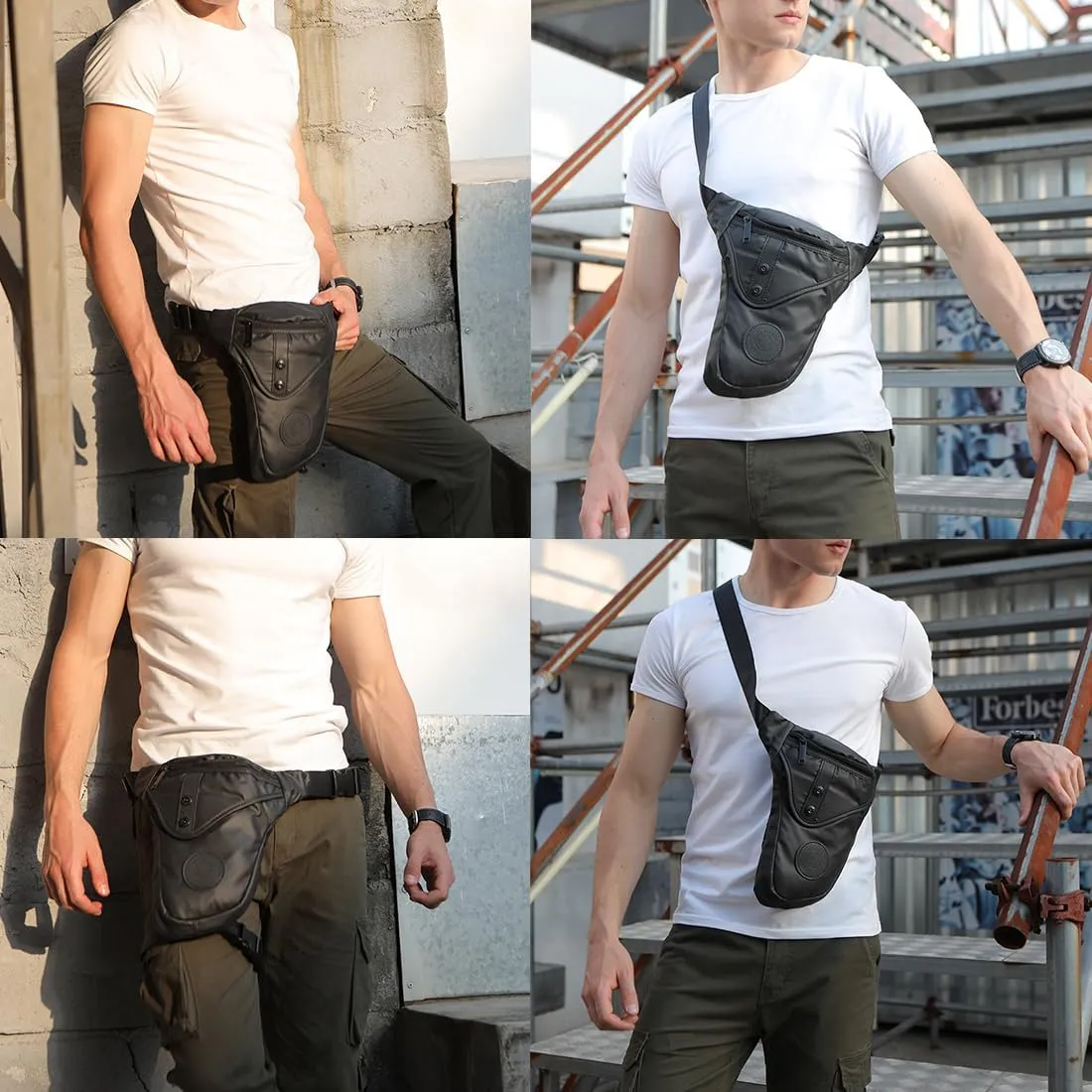 Oxford Drop Leg Bag Mesh Back Lightweight Water Repellent Thigh Bag Bike Motorcycle Unisex Travel Fanny Waist Pack Leg Pouch Black-02