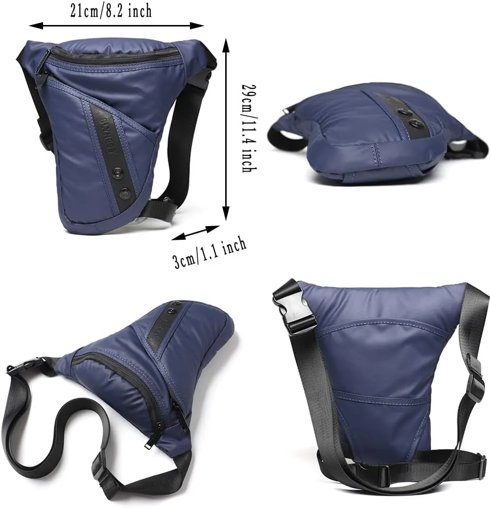 Oxford Drop Leg Bag Mesh Back Lightweight Water Repellent Thigh Bag Bike Motorcycle Unisex Travel Fanny Waist Pack Leg Pouch Blue-01