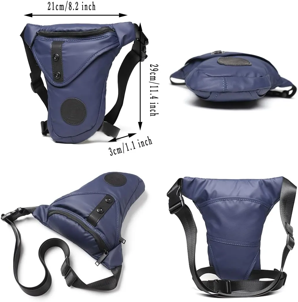Oxford Drop Leg Bag Mesh Back Lightweight Water Repellent Thigh Bag Bike Motorcycle Unisex Travel Fanny Waist Pack Leg Pouch Blue-02