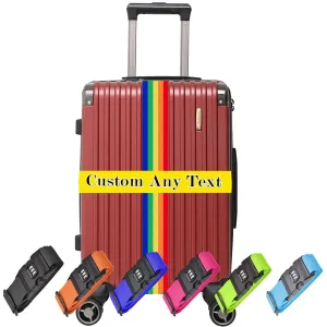 Personalized Luggage Straps Luggages Belts with Combination Lock, Custom Adjustable Suitcase Strap Embroidery with Name/Text, Secure Bag Closure with Suitcases Band for Travel Bussiness - 15 Colors