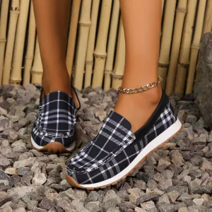 Plaid Slip-On Flats for Women