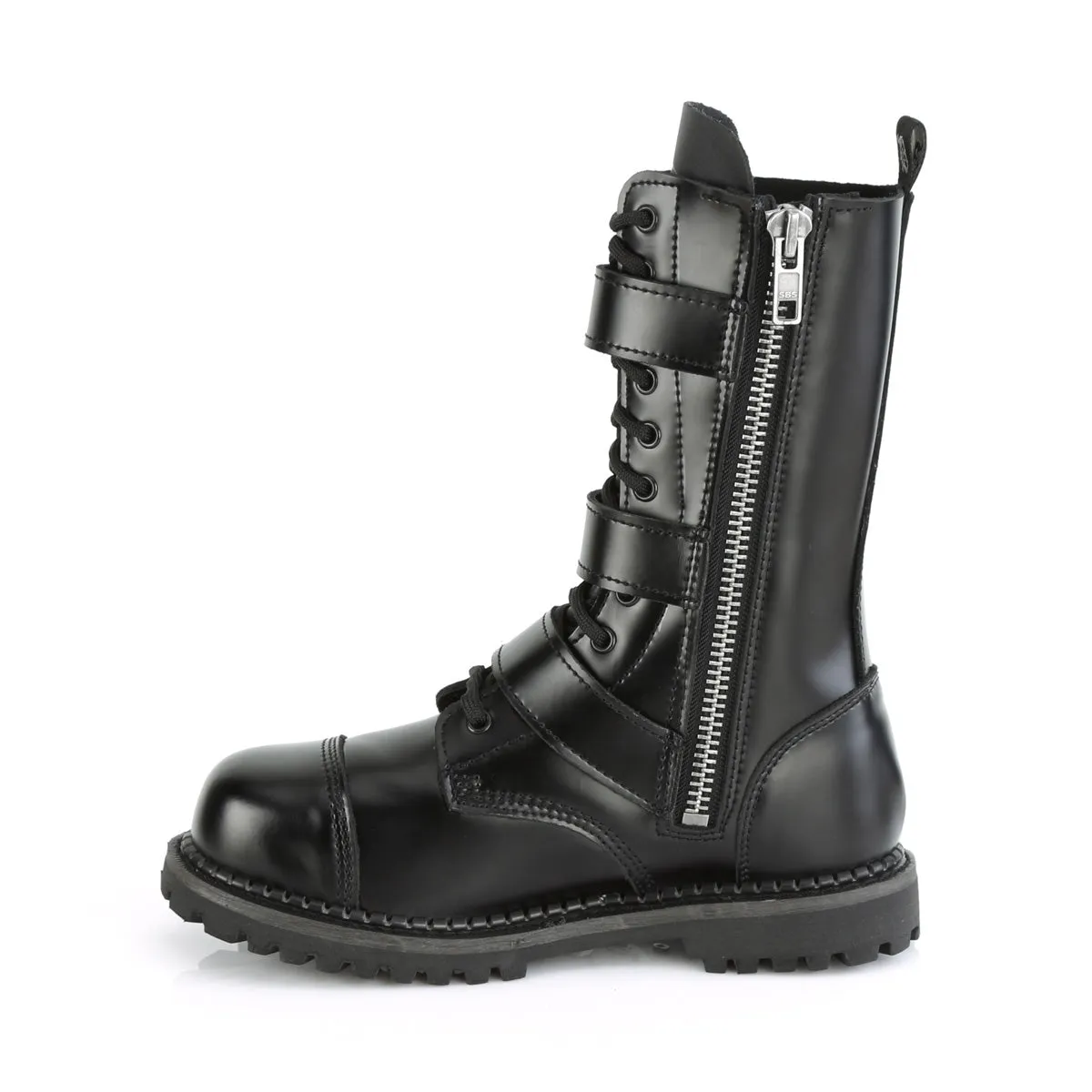 Riot-12BK Leather Combat Boots - Unisex