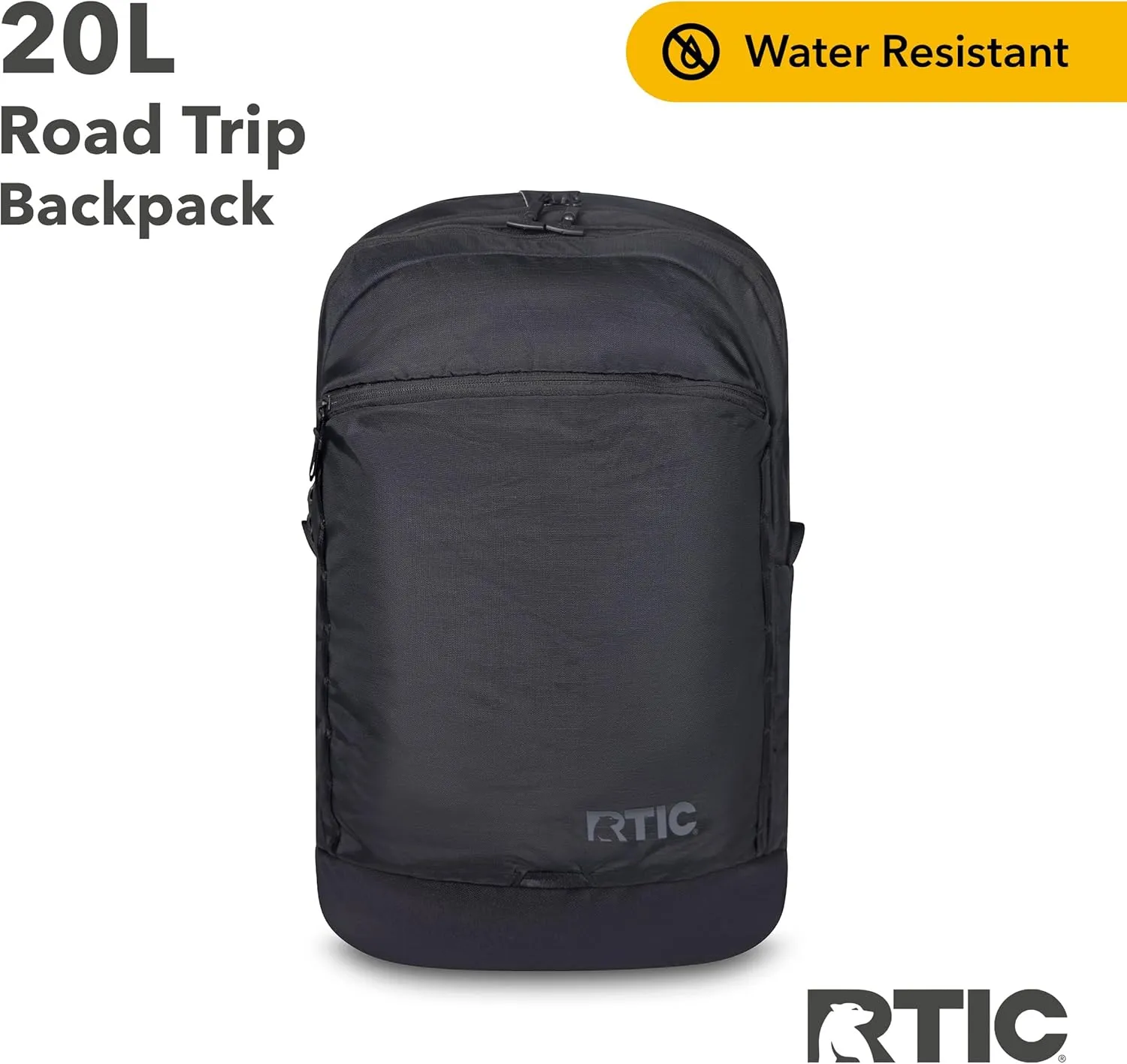 RTIC Road Trip Backpack Bag for Hiking, Travel, Computer, Business, Work, Commuting, Men, Women, Adults, Large, with Laptop Sleeve, Black