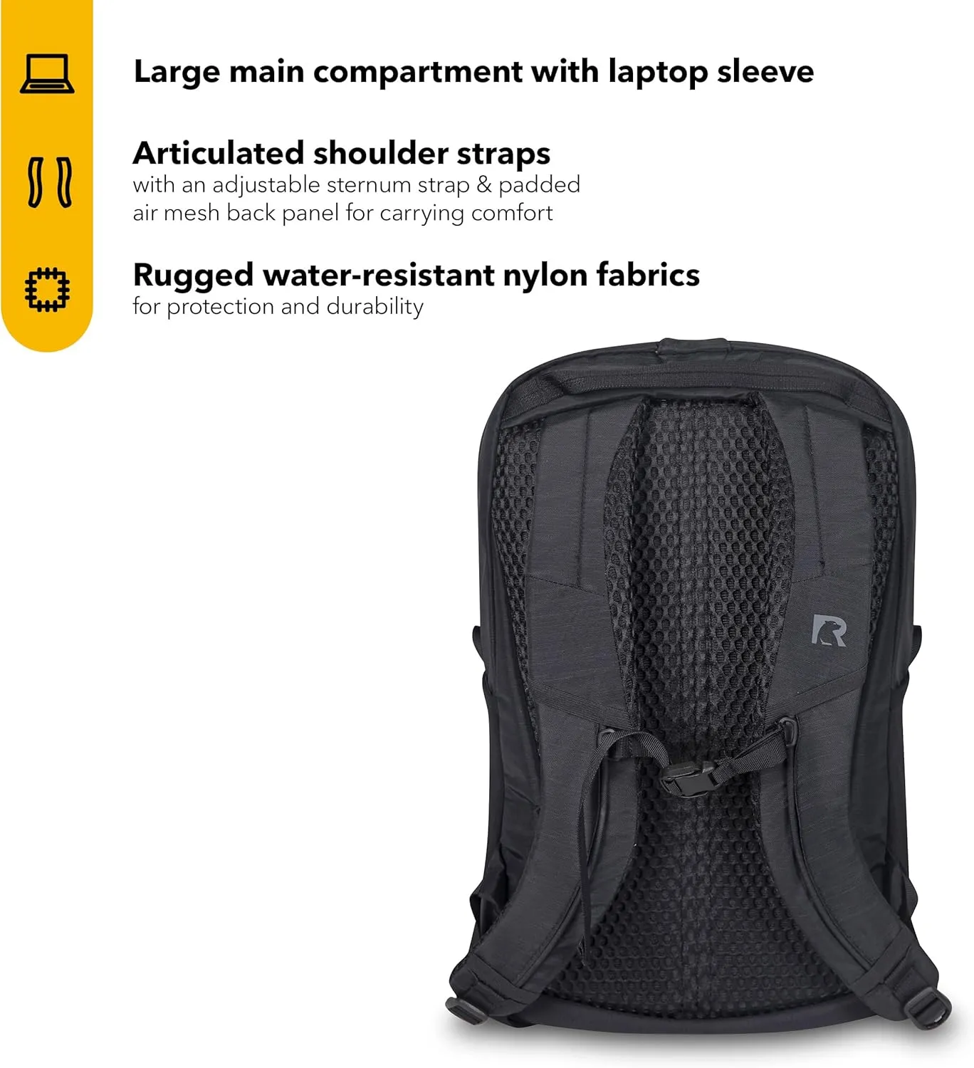 RTIC Road Trip Backpack Bag for Hiking, Travel, Computer, Business, Work, Commuting, Men, Women, Adults, Large, with Laptop Sleeve, Black