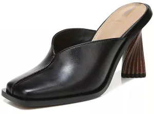 Sam Edelman Everly Black Leather Slip On Squared Toe Spool Heeled Dress Pumps