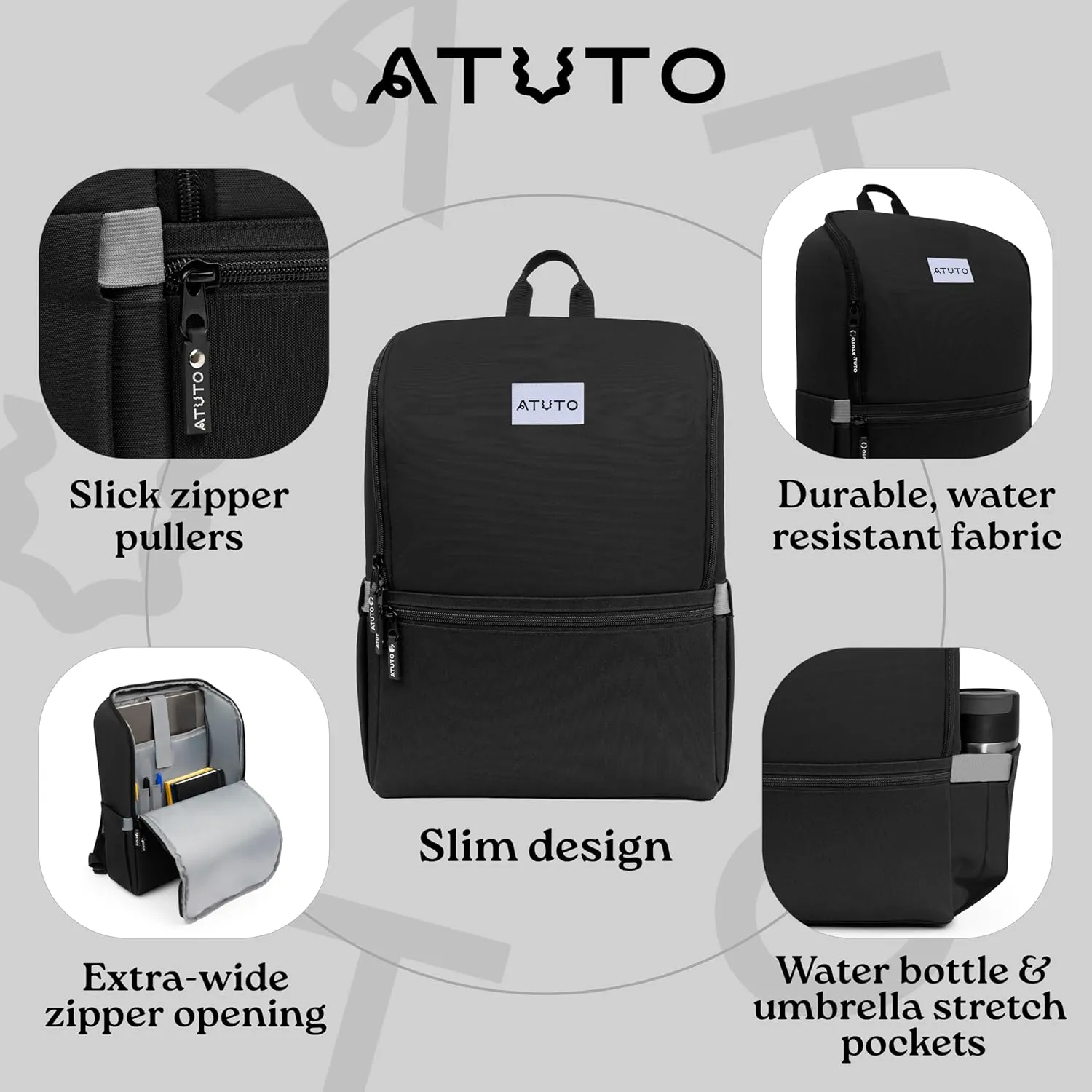 Slim Laptop Backpack for Men with 16 inch Laptop Compartment - Business Work Backpack for Men with Luggage Strap and Trolley Sleeve - Airflow Back, Fully Padded (Black)