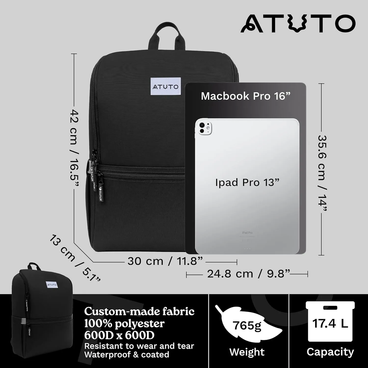 Slim Laptop Backpack for Men with 16 inch Laptop Compartment - Business Work Backpack for Men with Luggage Strap and Trolley Sleeve - Airflow Back, Fully Padded (Black)