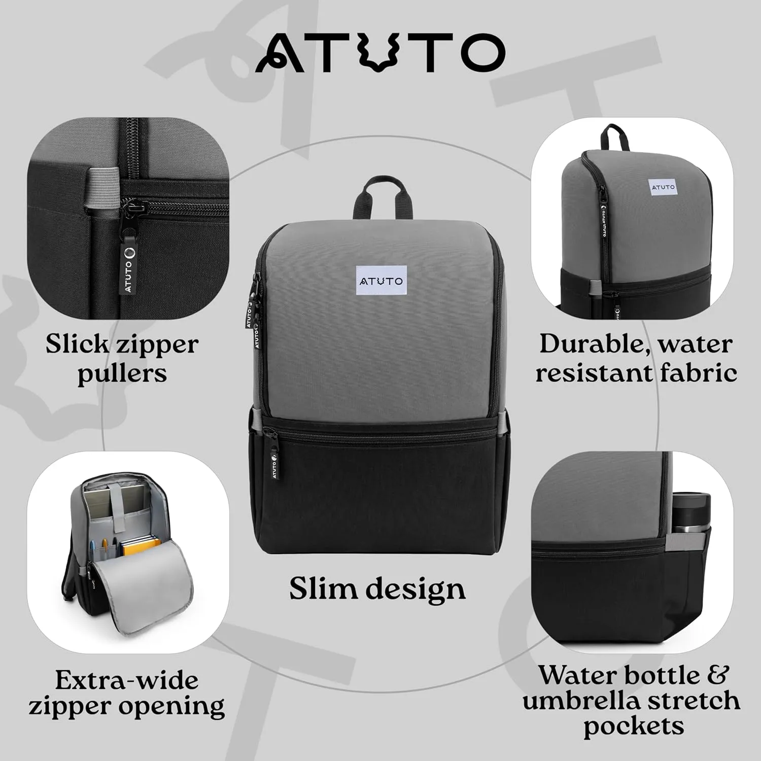 Slim Laptop Backpack for Men with 16 inch Laptop Compartment - Business Work Backpack for Men with Luggage Strap and Trolley Sleeve - Airflow Back, Fully Padded (Grey)