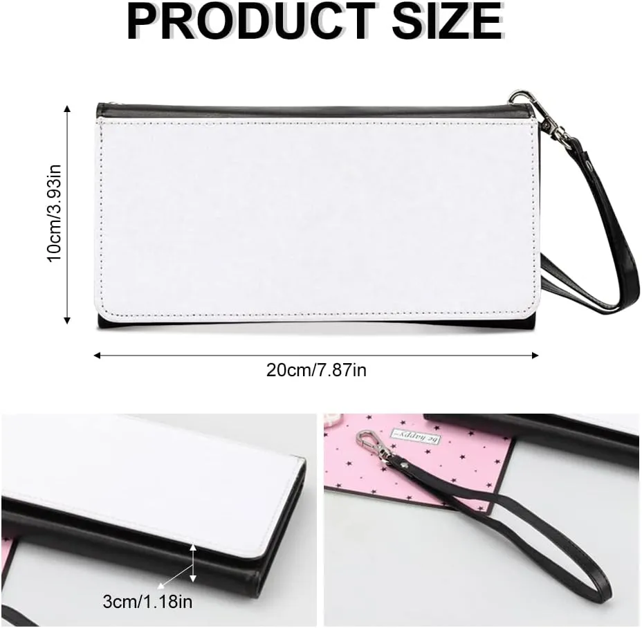 Sublimation Heat Transfer Wallet Blank, Fashion Clutch Wallets, Large Capacity Secure Buckle Leather Clutch Wallet, Wristlet Bag, DIY Craft Long Purse for Man Woman Father's Day Gift