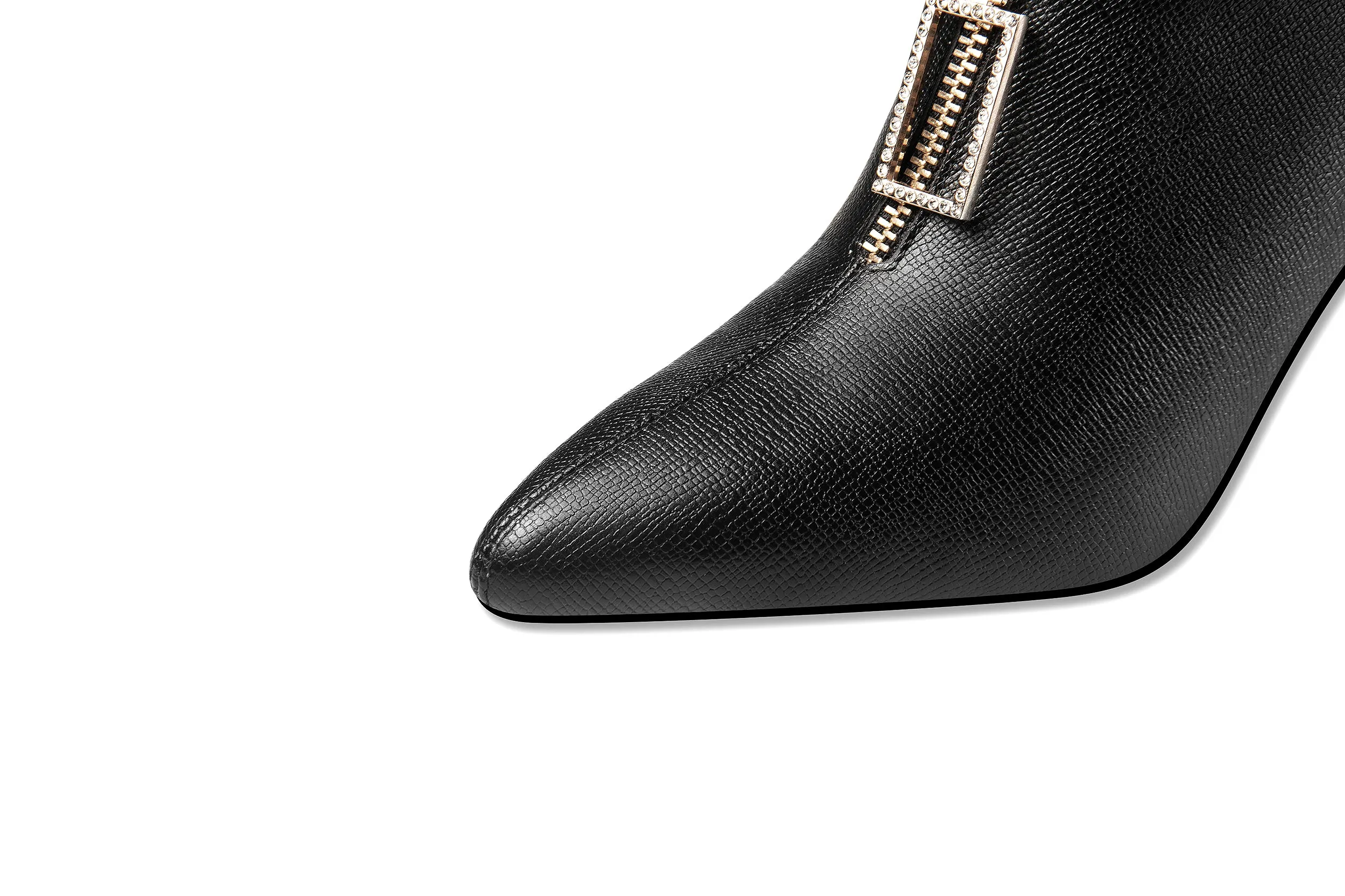 TinaCus Genuine Leather Women's Handmade High Heel Side Zip Up Pointed Toe Front Zipper Design Stylish Oxford Pump Shoes