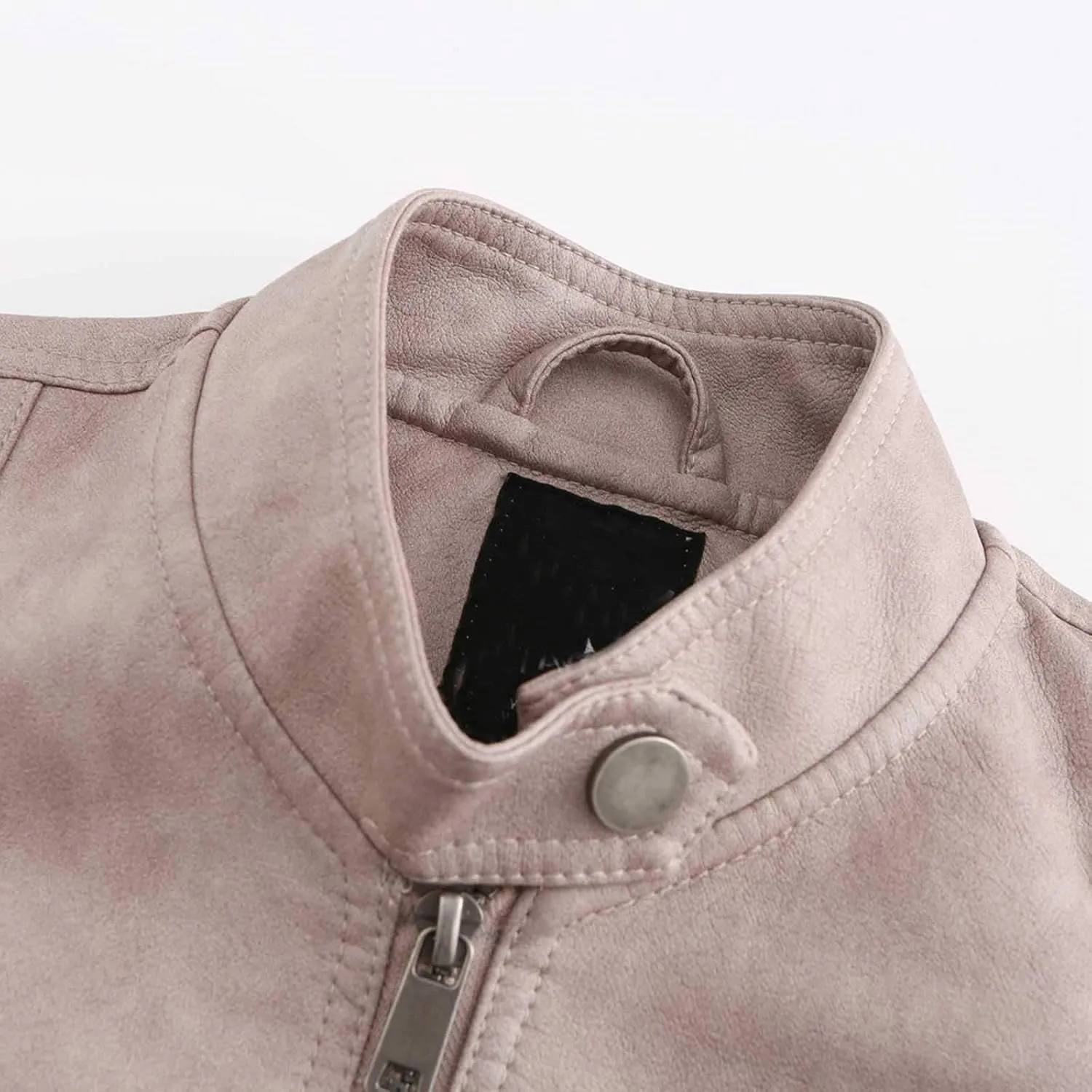 tuduoms Women Faux Leather Casual Jackets Fashion Vintage Zip Up Motorcycle Short Leather Moto Biker Outwear Fitted Slim Coat
