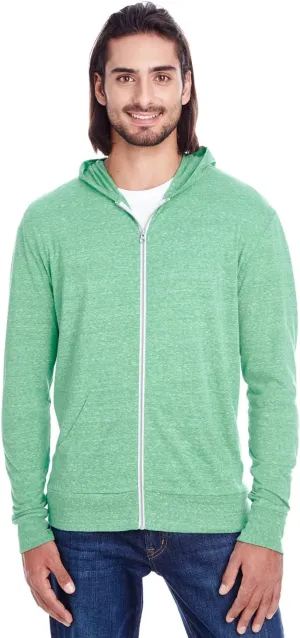 Unisex Triblend Full-Zip Light Hoodie 2XL GREEN TRIBLEND