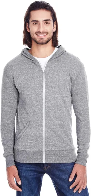 Unisex Triblend Full-Zip Light Hoodie L GREY TRIBLEND