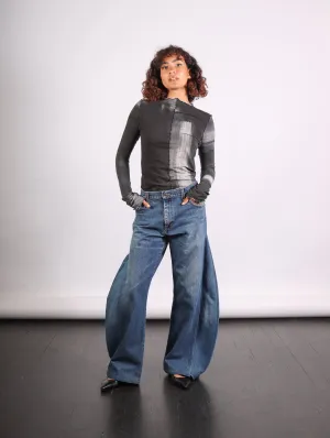 Upcycled Horseshoe Jeans in Blue by A.W.A.K.E. Mode