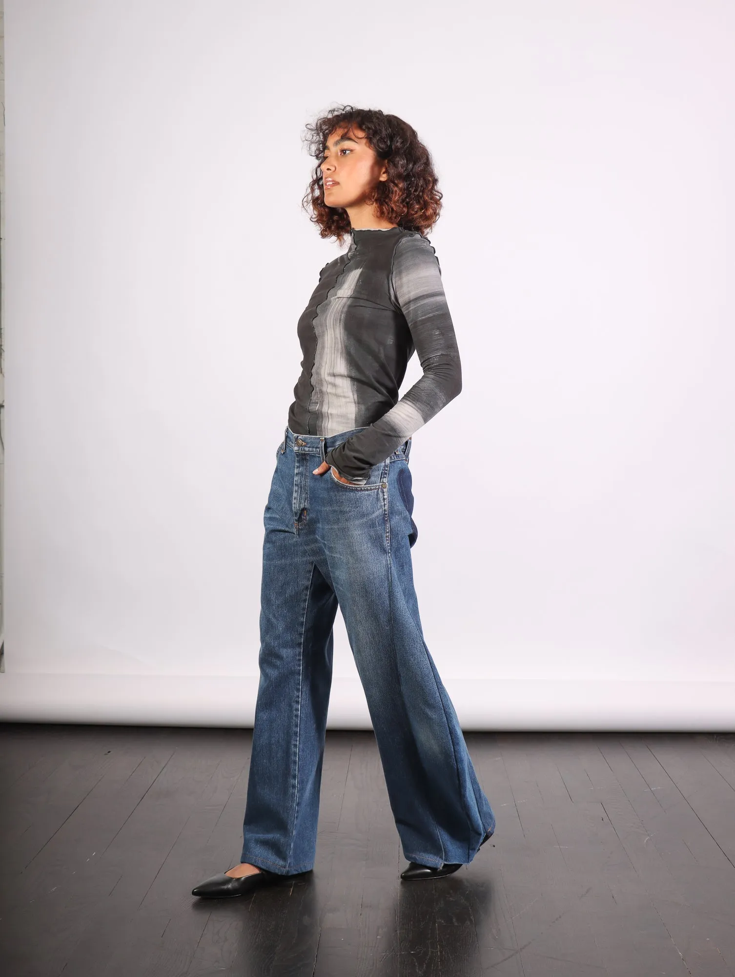 Upcycled Horseshoe Jeans in Blue by A.W.A.K.E. Mode