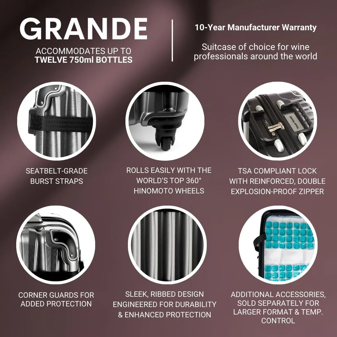 VinGardeValise Grande Wine Suitcase  12-Bottle Travel Luggage, TSA-Approved, Durable Hard Shell, Shockproof Foam, Secure Bottle Protection for Enthusiasts & Collectors