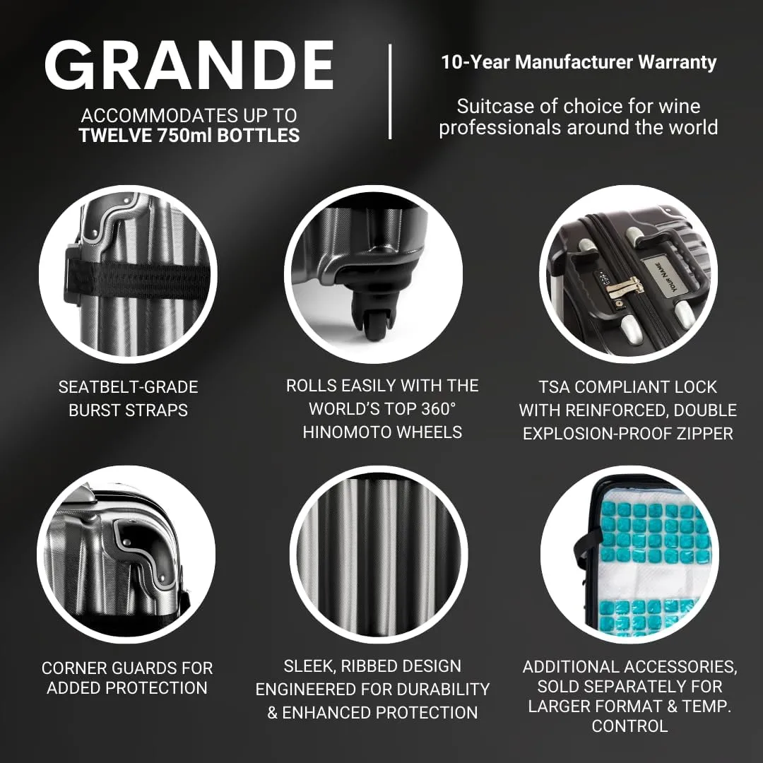 VinGardeValise Grande Wine Suitcase  12-Bottle Travel Luggage, TSA-Approved, Durable Hard Shell, Shockproof Foam, Secure Bottle Protection for Enthusiasts & Collectors
