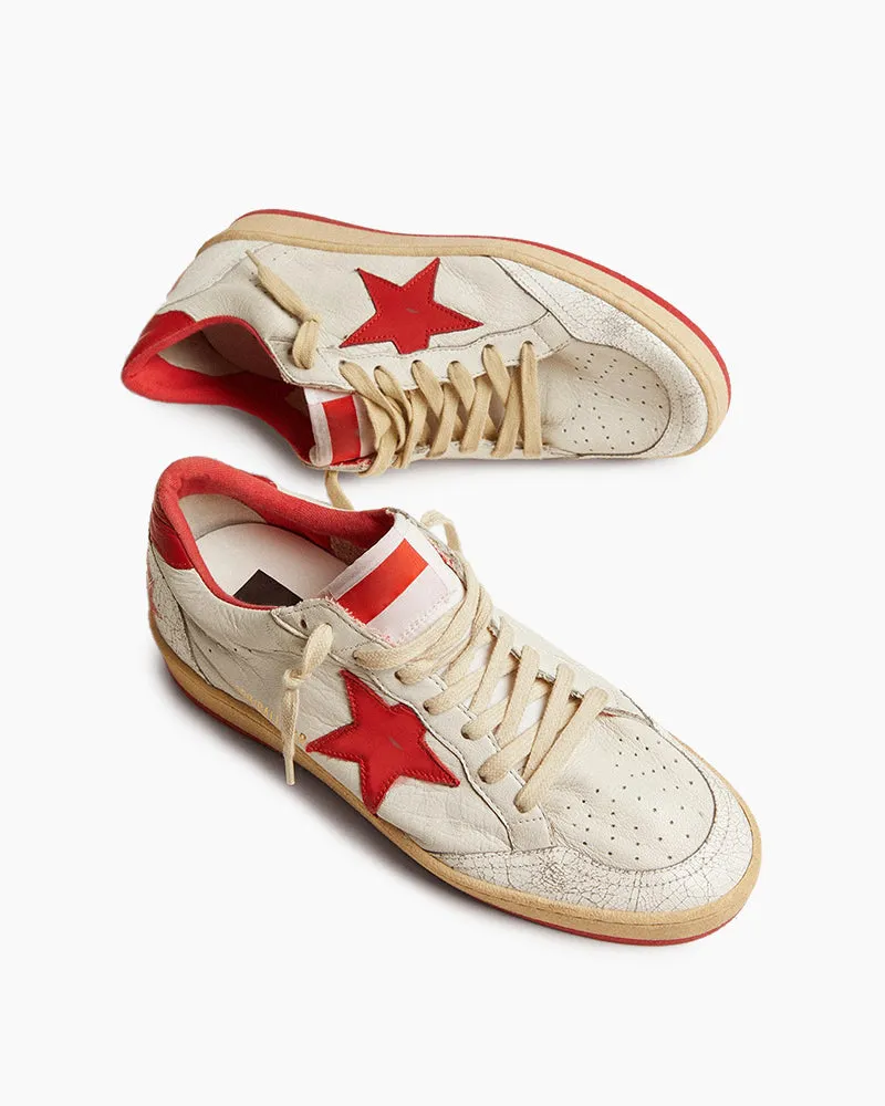 White Leather Sneakers with Star and Heel Tab