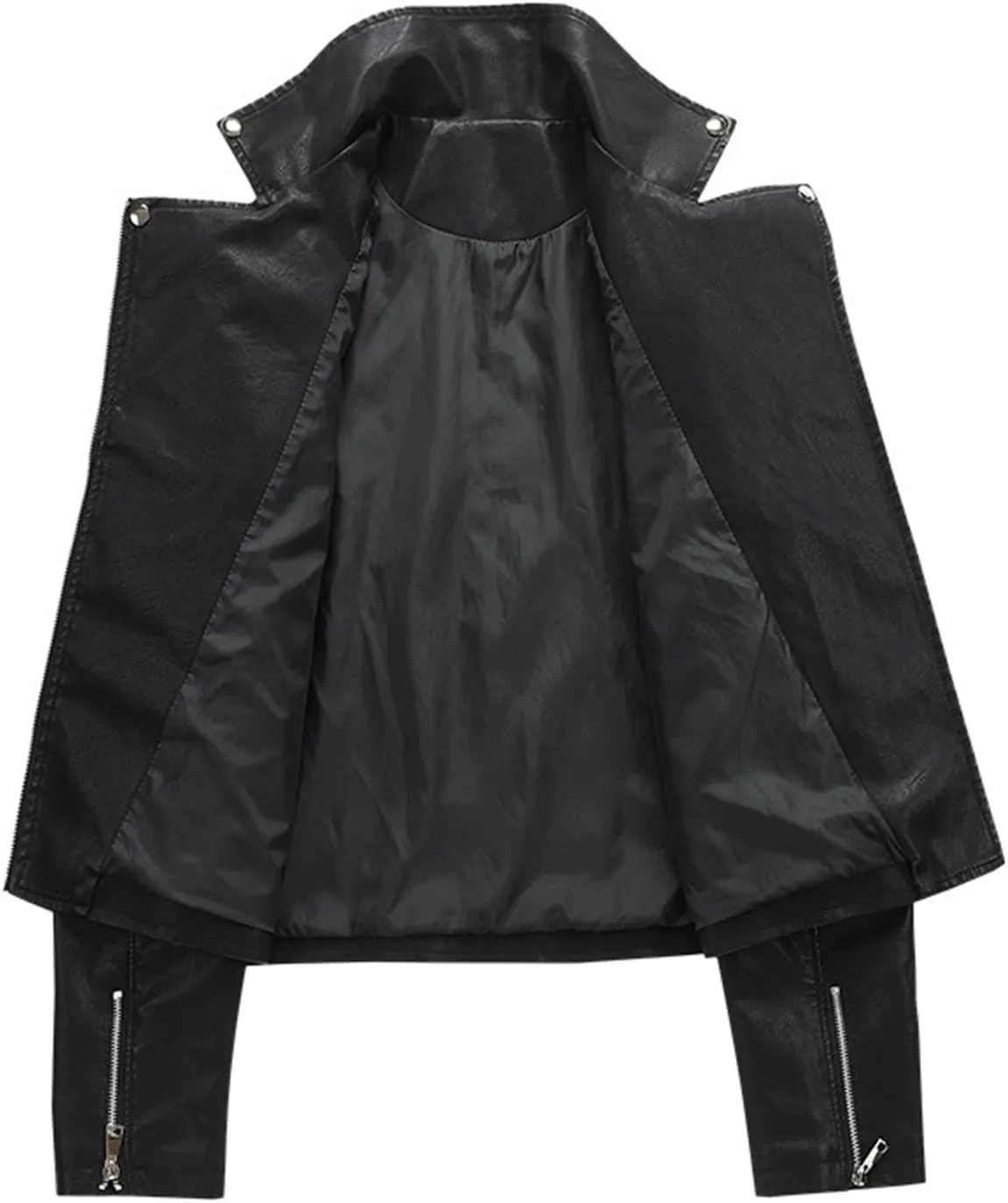 Women Faux Leather Jackets Belted Motorcycle Fashion Pu Moto Biker Short Coat Zip Up Long Sleeves Fitted Slim Outwear