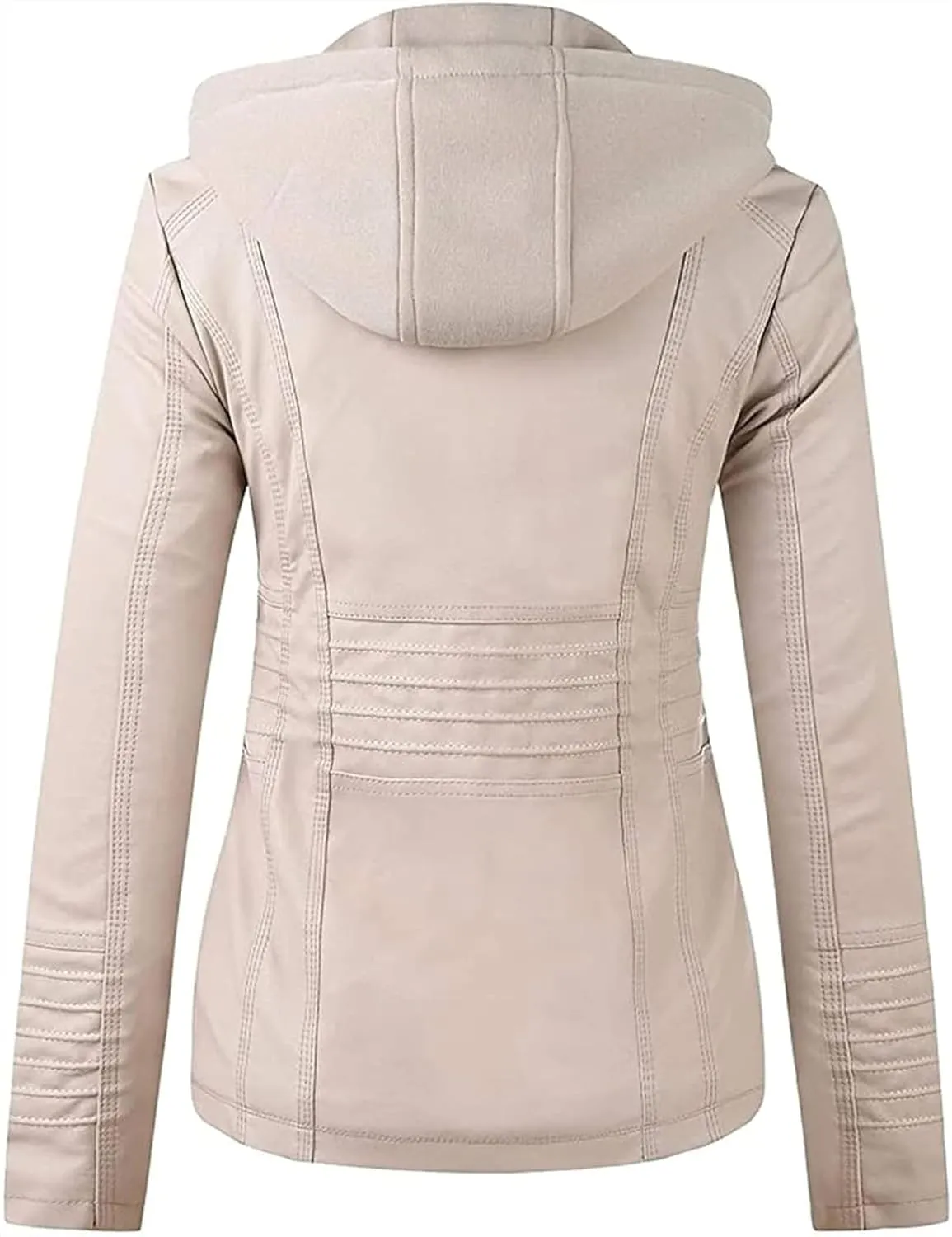 Women's Faux Leather Jacket, Zip Up Motorcycle Short PU Moto Biker Outwear Fitted Slim Coat