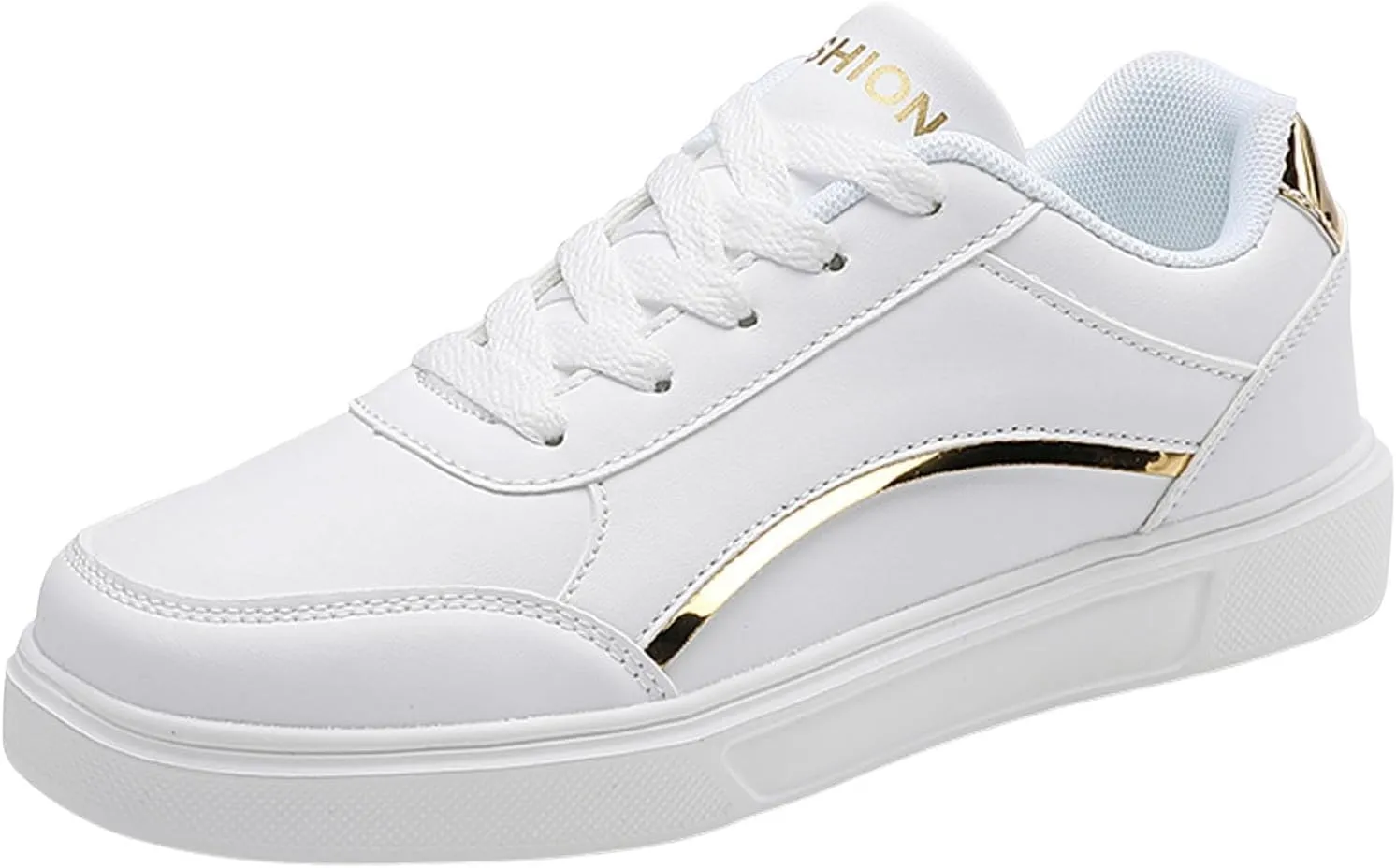 Women's Slip on Walking Shoes Dressy PU Leather Non Slip Arch Support Running Shoes Breathable Mesh Sports Workout Tennis Shoes Lightweight Sneakers Indoor Outdoor