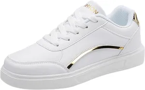 Women's Slip on Walking Shoes Dressy PU Leather Non Slip Arch Support Running Shoes Breathable Mesh Sports Workout Tennis Shoes Lightweight Sneakers Indoor Outdoor