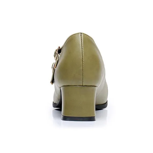 Women's Stylish Simple Double-Layer Buckle Pumps 98642523S