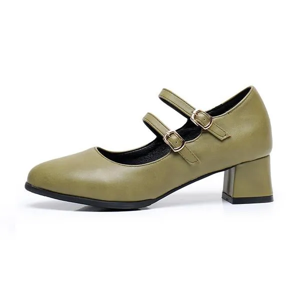 Women's Stylish Simple Double-Layer Buckle Pumps 98642523S