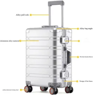 YARVIONAAll Aluminum Alloy Hardshell Spinner Luggage Zipperless Secure Lock,TSA Approved Carry On Suitcase,Lightweight DurablemTravel Luggage with 360 Spinner Wheels (Light Green, Carry-On-24-Inch)