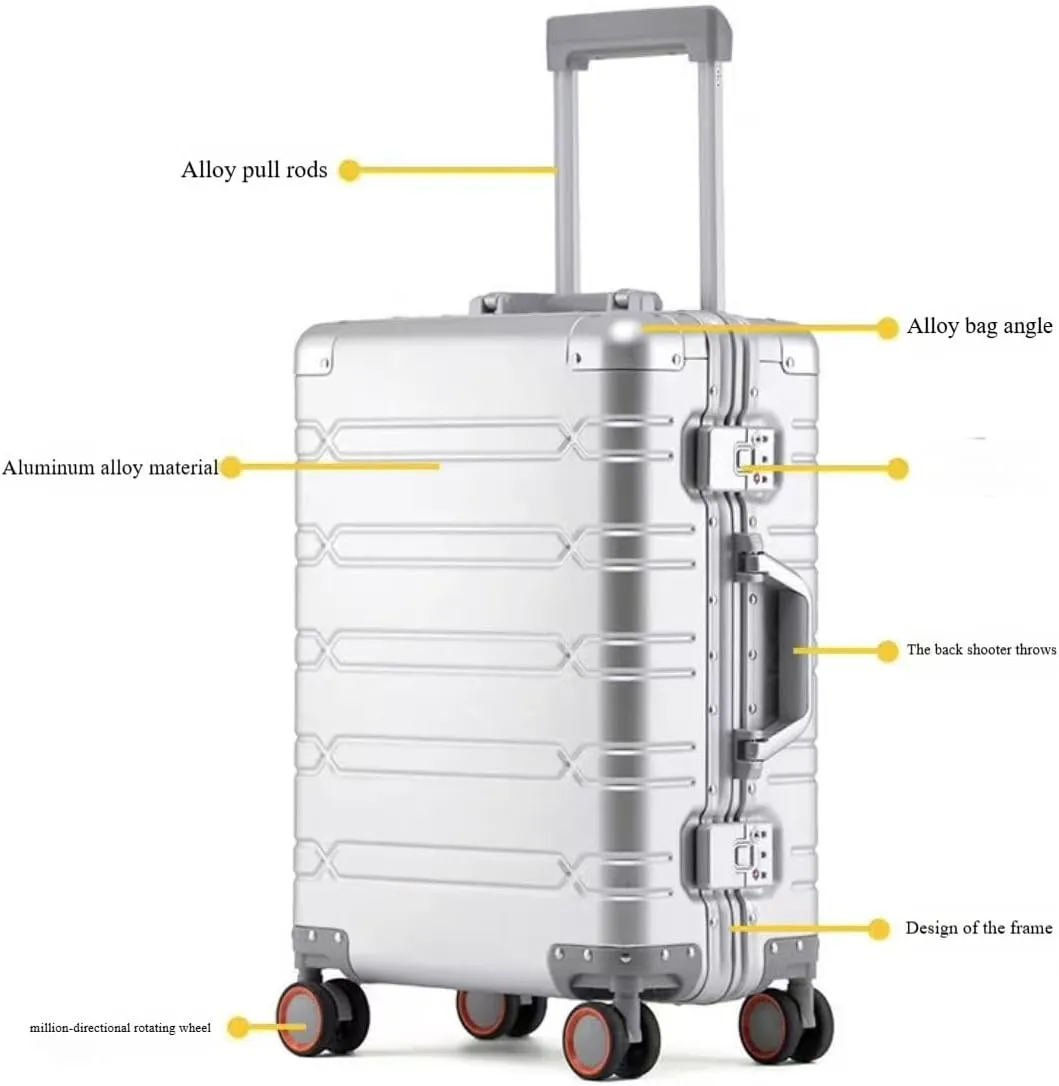 YARVIONAAll Aluminum Alloy Hardshell Spinner Luggage Zipperless Secure Lock,TSA Approved Carry On Suitcase,Lightweight DurablemTravel Luggage with 360 Spinner Wheels (Light Green, Carry-On-24-Inch)
