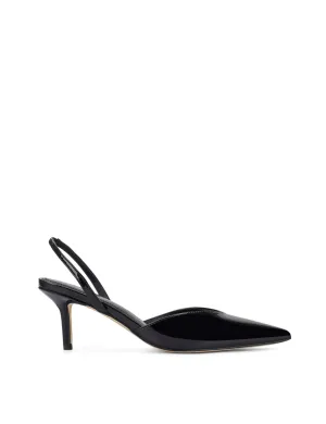 Yoco Slingback Kitten Heels - Black Patent Leather