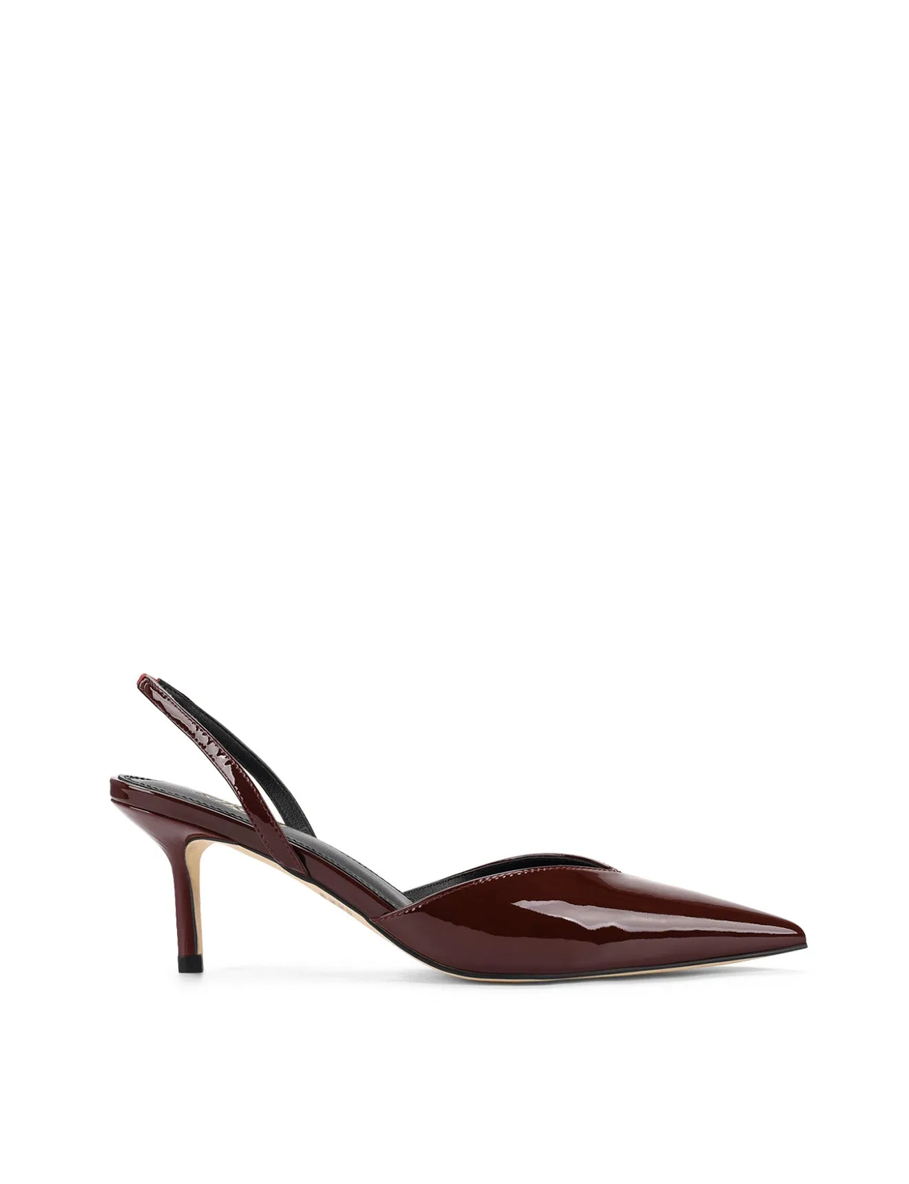 Yoco Slingback Kitten Heels - Wine Patent Leather