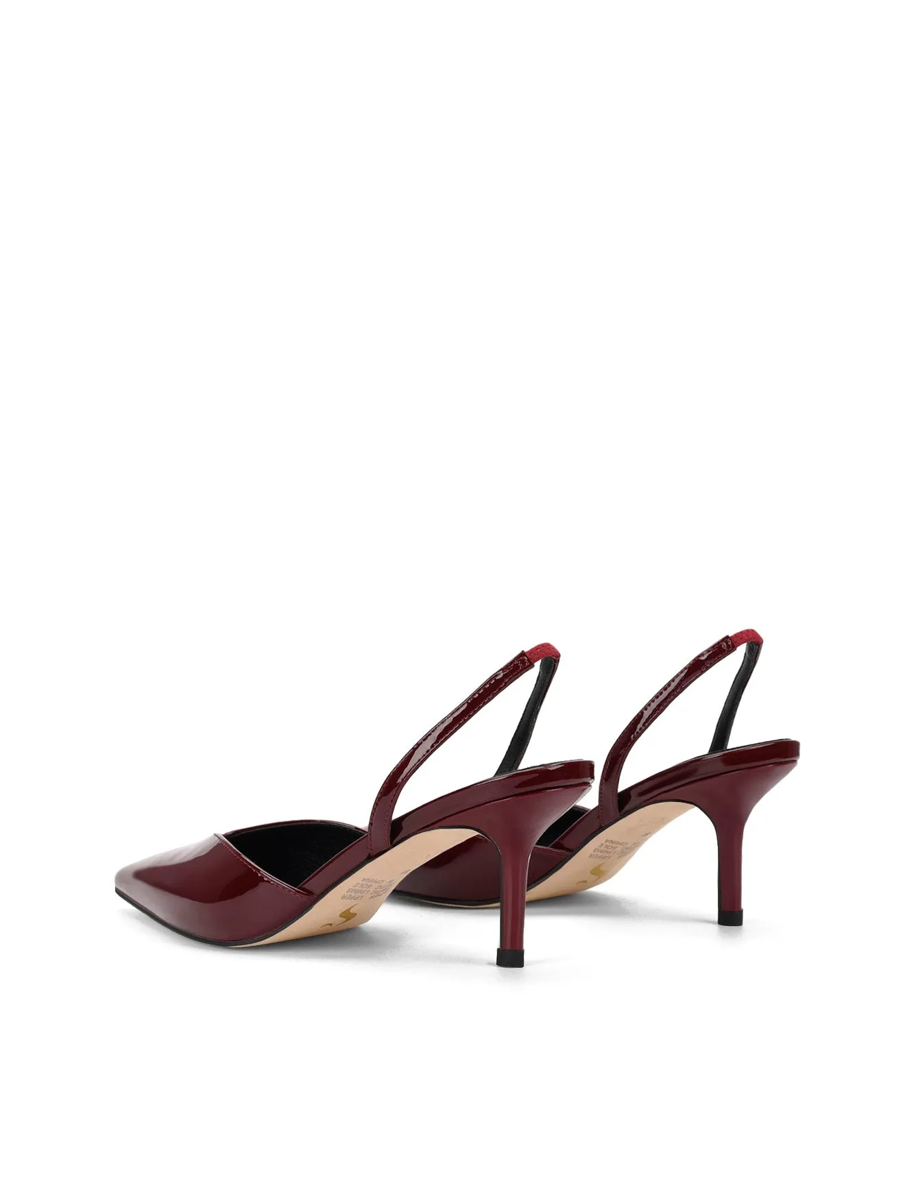 Yoco Slingback Kitten Heels - Wine Patent Leather