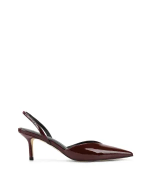Yoco Slingback Kitten Heels - Wine Patent Leather